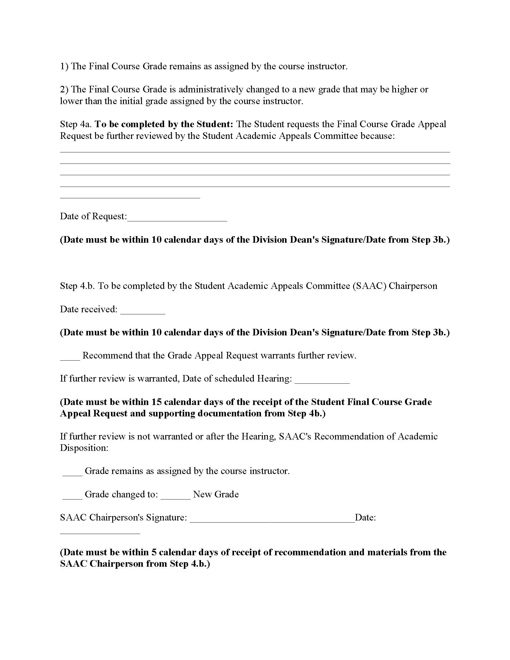 Student Final Course Grade Appeal Request page 6 of 7 